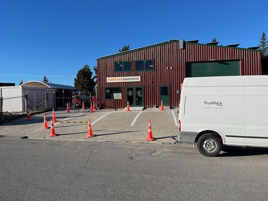 Commercial carpark line marking at bakery site