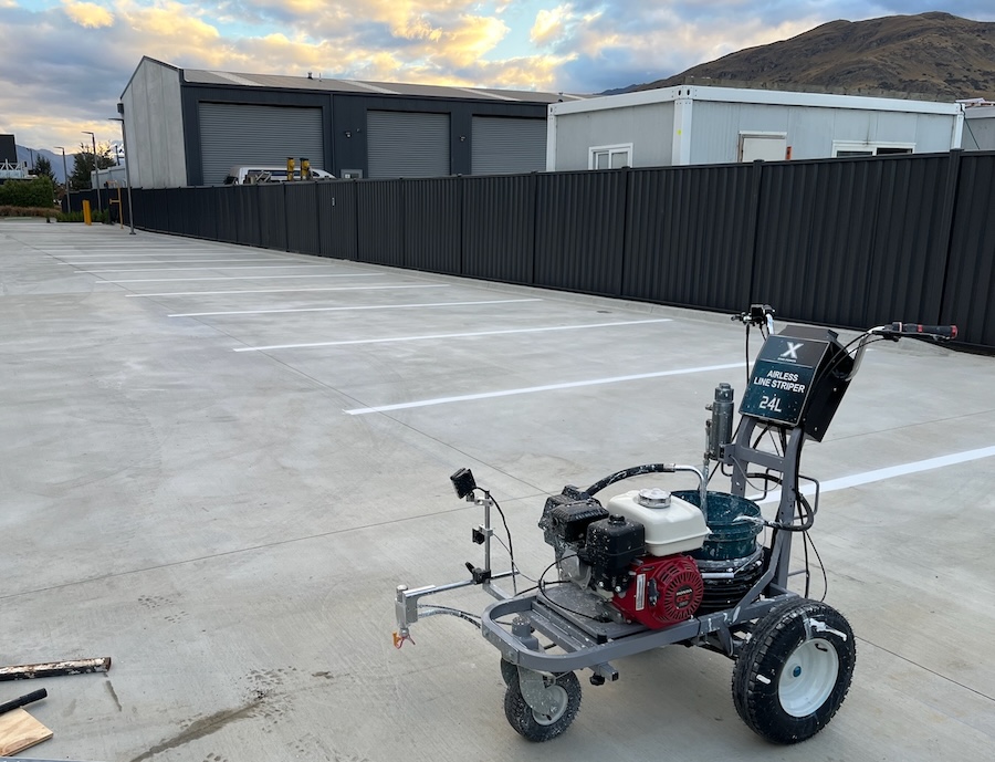 Line marking application on commercial surface